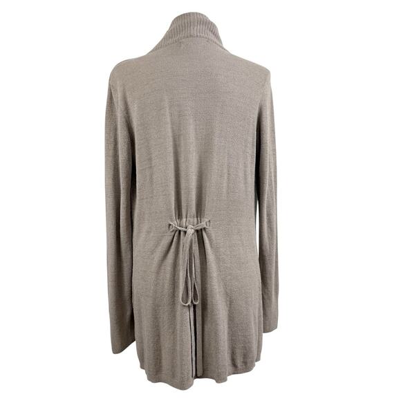 Barefoot Dreams Cozychic Ultra Lite Knit Cardigan XS Tie Back Shawl Collar Taupe - Picture 12 of 13